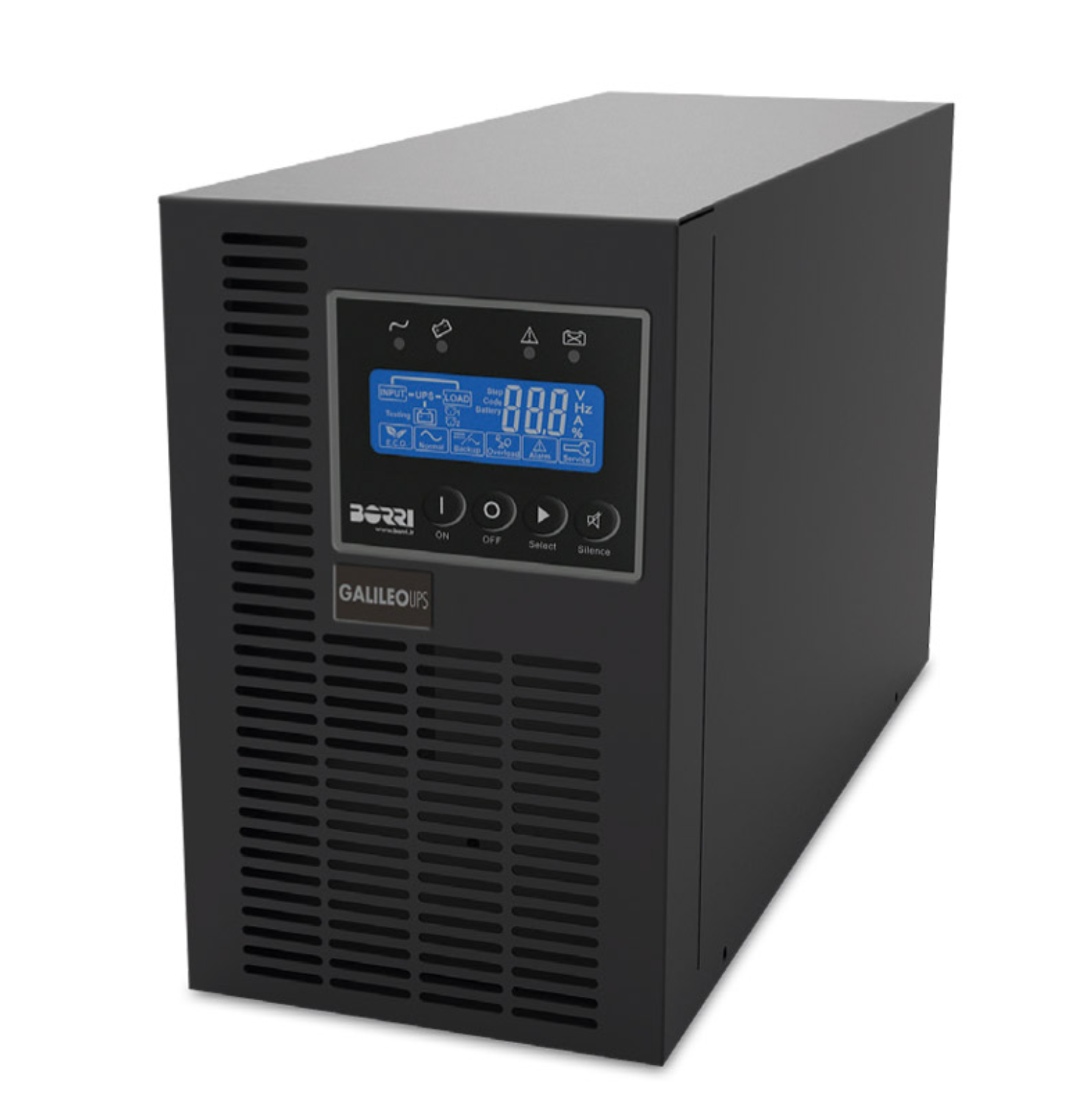 Gallileo T, a single-phase, floor-standing, dual-conversion UPS, is ideal for small and medium-sized businesses, networks and servers. High level of network, security and critical equipment protection.